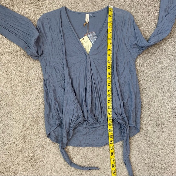Elan Tie Front Top Dusty Blue S - Picture 6 of 6